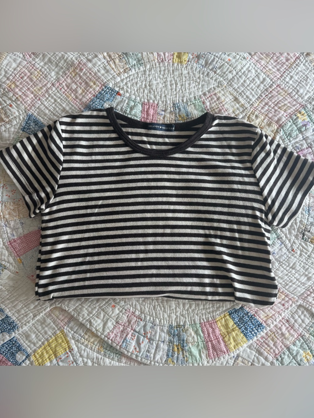 Brandy Melville brown striped tshirt